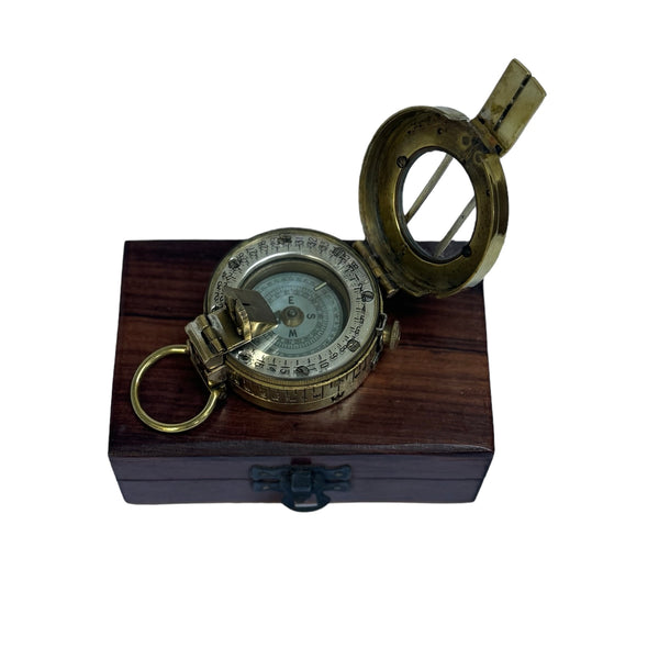 Rare Original Antique 2nd World War Brass 1937 CKC ( Canadian Kodak Company ) British Army Prismatic Marching Compass in a wooden box