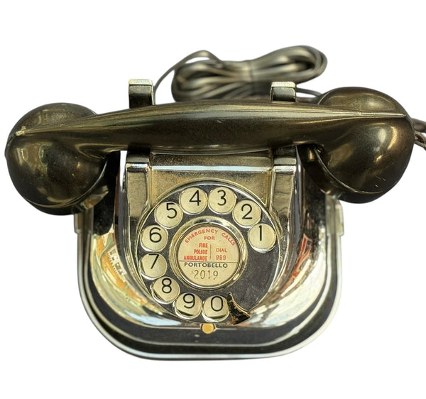 Chrome Antique 1950's Belgian Bell Telephone with a Handle