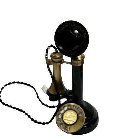 Brushed & Black Front 1920's Style Candlestick Telephone