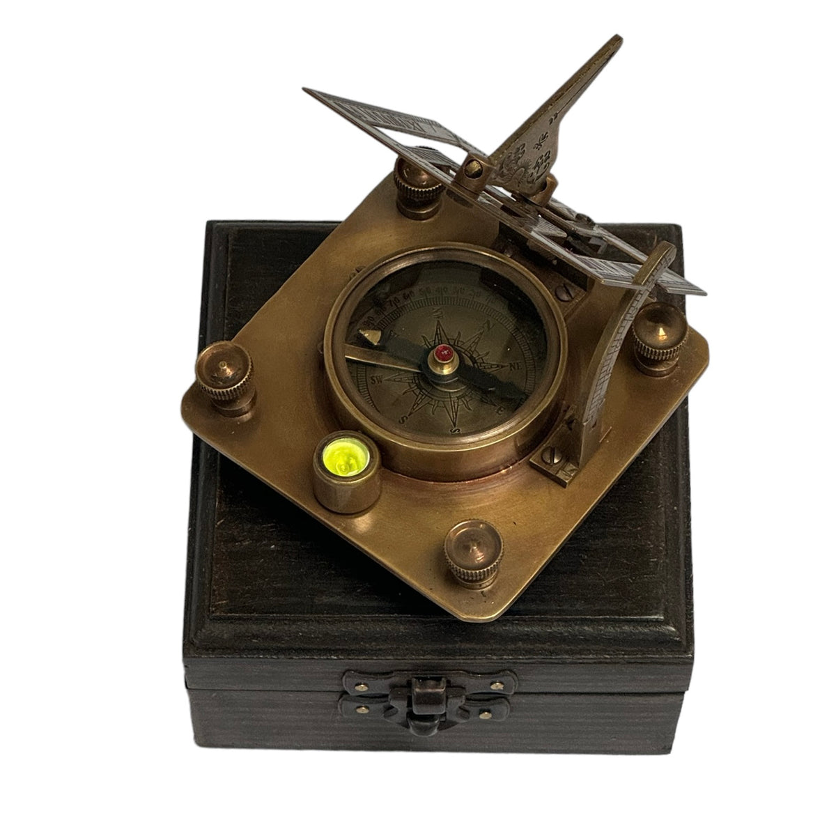 Black & Brass 3 Round Folding Sundial Compass in a box – Ahura