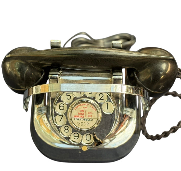 Chrome Antique 1950's Belgian Bell Telephone with a Handle
