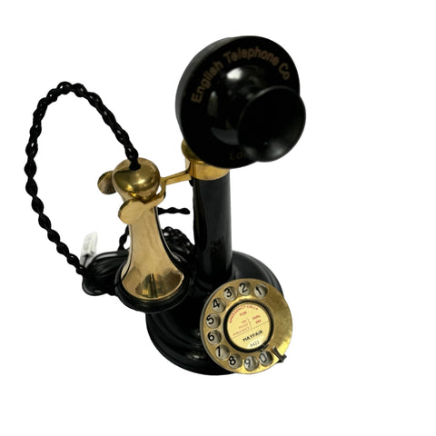 Black Front & Brass  1920's Style Candlestick Telephone