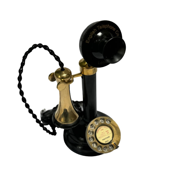 Black Front & Brass  1920's Style Candlestick Telephone