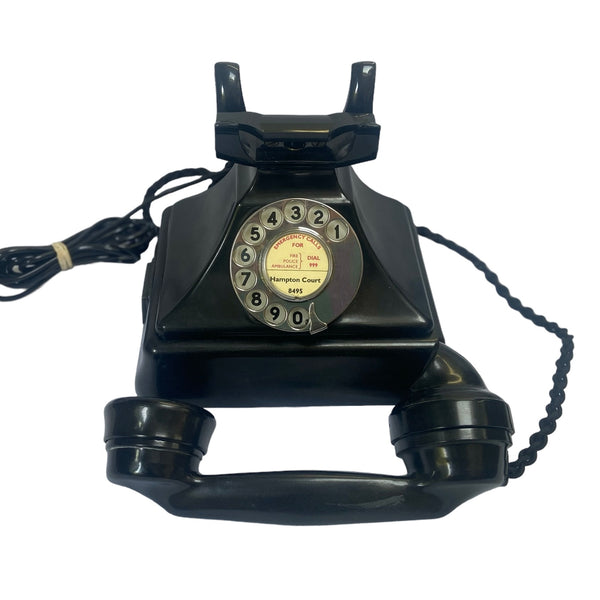 Antique 1930's British GPO ( General Post Office ) King Pyramid #232 Series Black Bakelite Telephone
