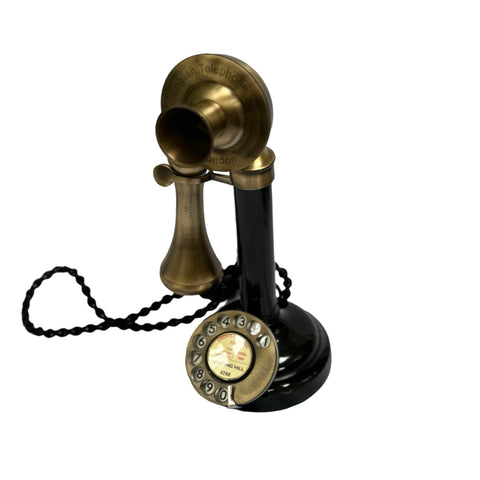 Black & Brushed Front 1920's Style Candlestick Telephone