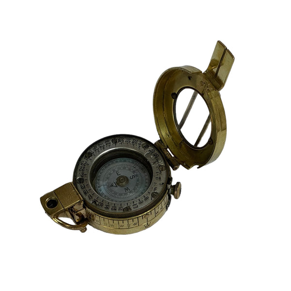 Rare Original Antique 2nd World War Brass 1943 CKC ( Canadian Kodak Company ) British Army Prismatic Marching Compass in a wooden box