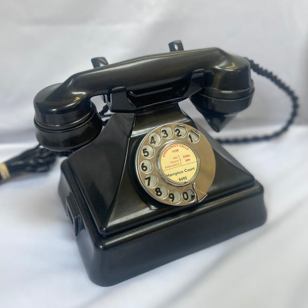 Antique 1930's British GPO ( General Post Office ) King Pyramid #232 Series Black Bakelite Telephone