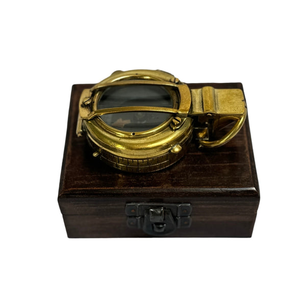 Very Rare Brass Original Antique Pre 2nd World War Brass 1937  J. M GLAUSSER of LONDON British Military Prismatic Marching Compass in a wooden box