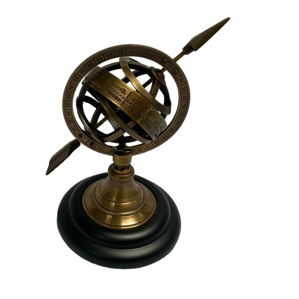 Bronze 5" Celestial Spherical Astrolabe or Armillary Sphere with Arrow