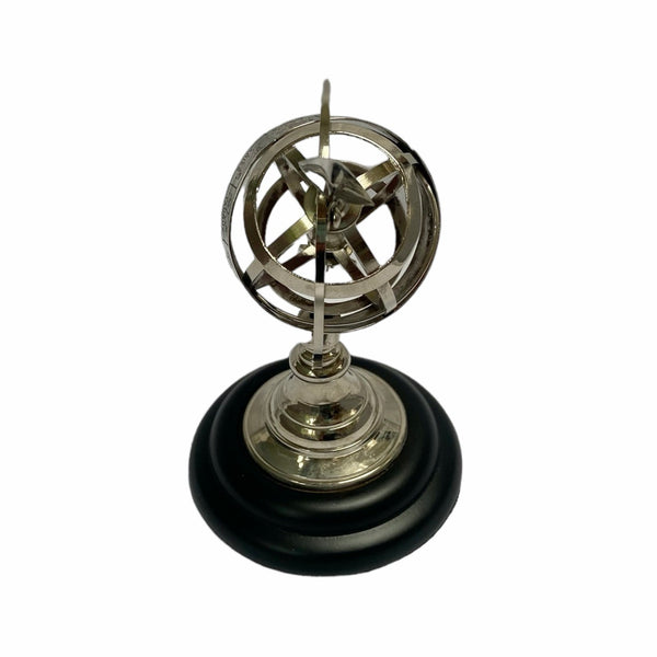 Chrome 5" Celestial Spherical Astrolabe or Armillary Sphere with Arrow