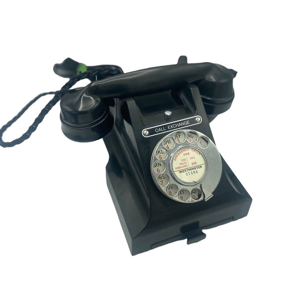 Antique 1940's British GPO ( General Post office ) Call Exchange #300 Series Black Bakelite Telephone