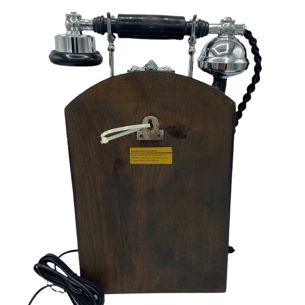 Chrome Big Wooden Wall 1930s/40s Style Cradle Telephone