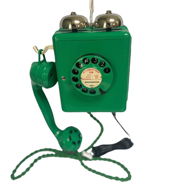 Antique Swiss WEIDMANN 1950's Lime Green Bakelite Wall Telephone