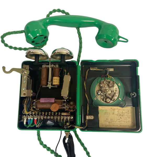 Antique Swiss WEIDMANN 1950's Lime Green Bakelite Wall Telephone