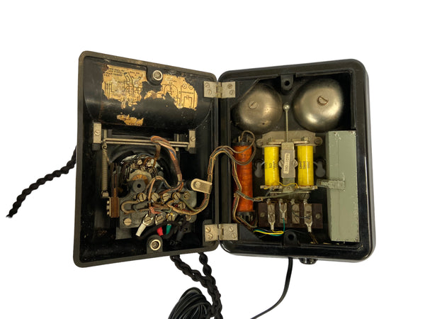 Antique 1930's Siemens Brothers London Black British Bakelite Wall Telephone