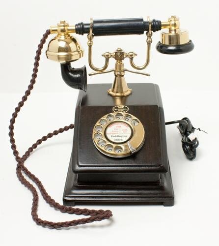 Brass Bells Wooden Box Cradle Telephone