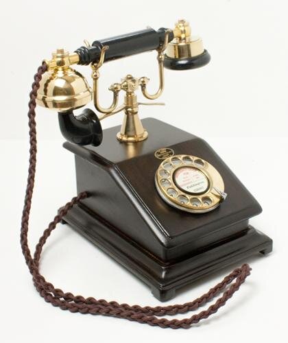 Brass Bells Wooden Box Cradle Telephone