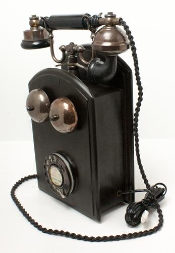 Big Bronze  1930s/40s Style  Wooden Wall Cradle Telephone