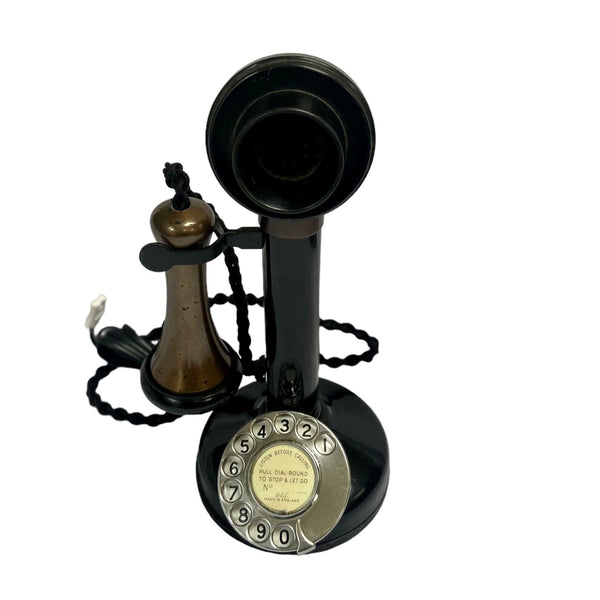 Antique 1900/1910's Black and Bronze English GPO Candlestick Telephone