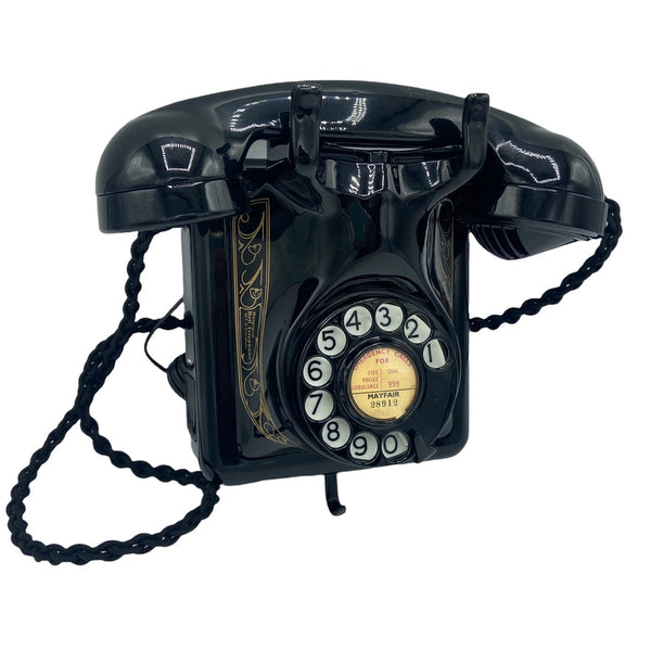 Antique Original Black 1950's Belgium Bell Wall Telephone