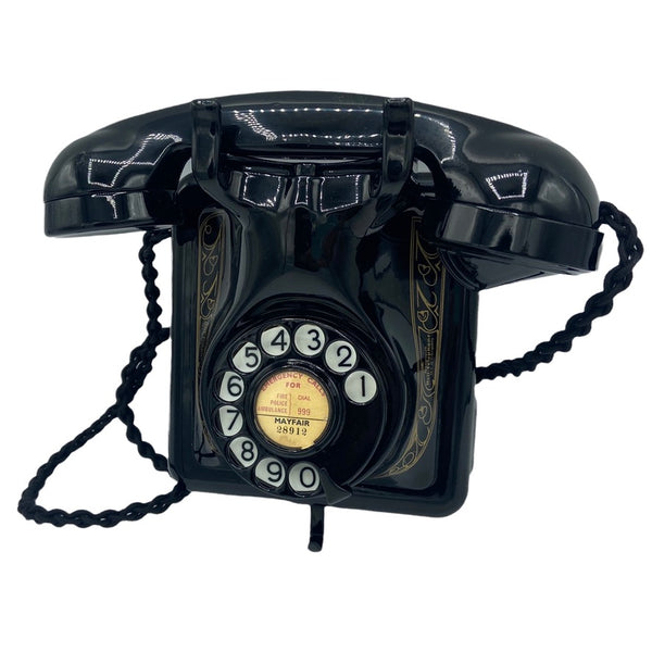 Antique Original Black 1950's Belgium Bell Wall Telephone