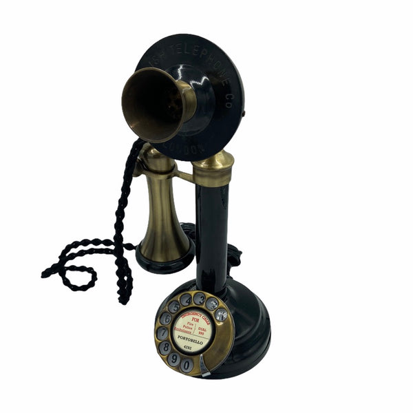 Black Front & Brushed 1920's Style Candlestick Telephone