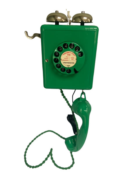 Antique Swiss WEIDMANN 1950's Lime Green Bakelite Wall Telephone