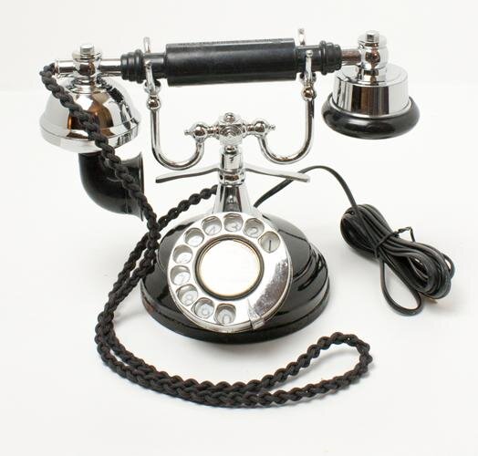 Black & Chrome 1930's Style Cradle Telephone