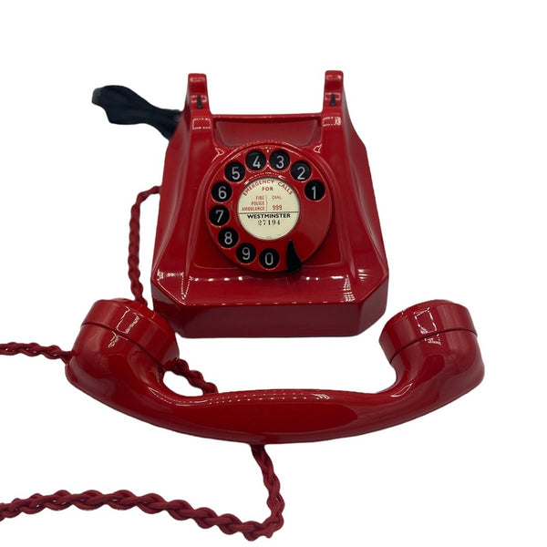 Antique 1950's Red WEIDMANN Swiss Bakelite Table Telephone