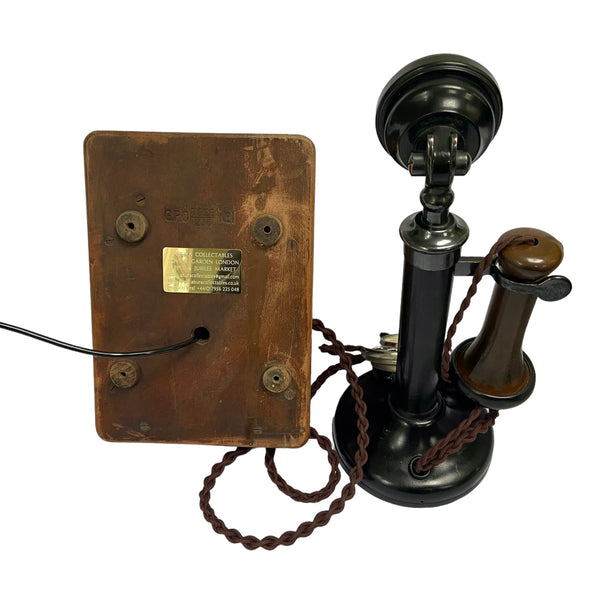 Antique Black & Brass English GPO ( General Post Office ) #150 Candlestick Telephone and Bell Box circa 1910 - 1920's