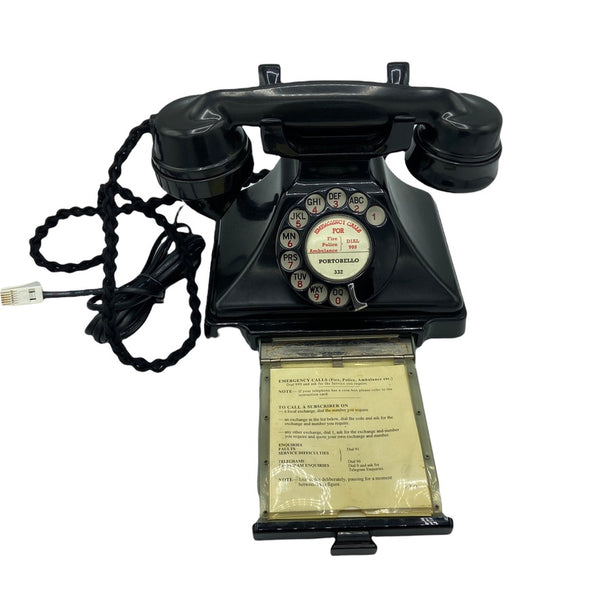 Antique 1930's #232 Series Black Pyramid British GPO (General Post Office ) Telephone with a pull out tray