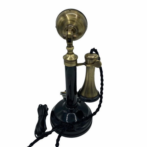 Black Front & Brushed 1920's Style Candlestick Telephone