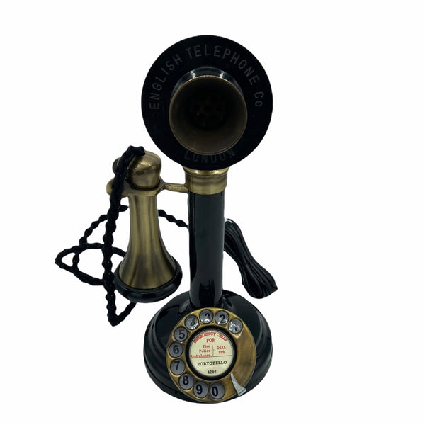 Black Front & Brushed 1920's Style Candlestick Telephone