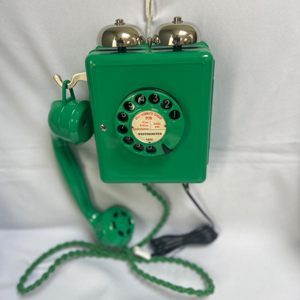Antique Swiss WEIDMANN 1950's Lime Green Bakelite Wall Telephone