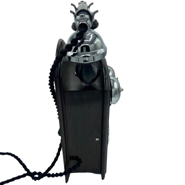 Chrome Big Wooden Wall 1930s/40s Style Cradle Telephone