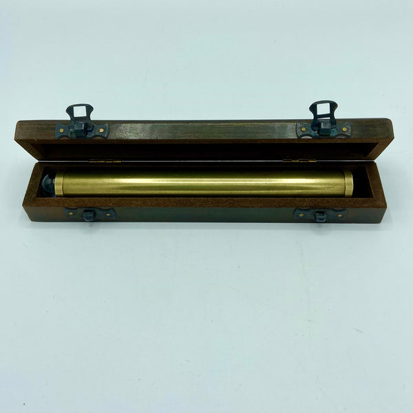 Medium  7.8 " Long Brass Ball Teleidoscope Kaleidoscope in a wood box