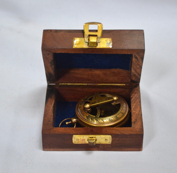 Bronze 2" Pocket Sundial Compass in a box