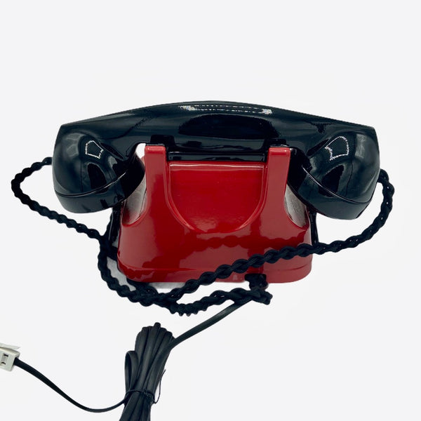 Red 1950's Original Antique Belgium Bell Telephone with a carrying handle