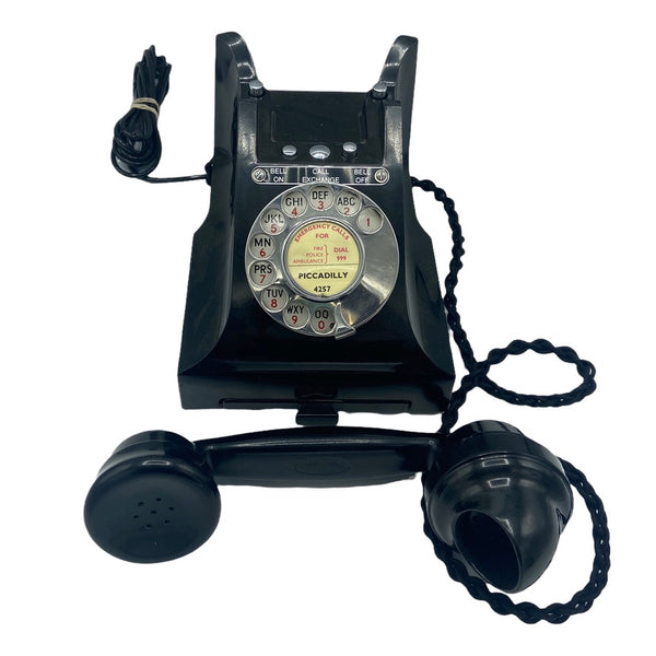 1940's English GPO ( General Post Office ) Black Bakelite #300 Series Desk Telephone Bell On/Off with a Tray