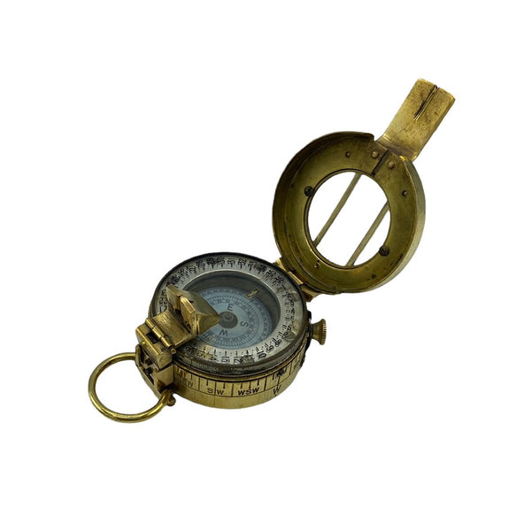 Original Antique E.A.C Australia 2nd World War Brass British / Australian Army Officer’s 1943 Prismatic Compass in a Wooden Box or Original Cloth Pouch
