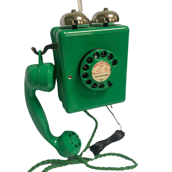 Antique Swiss WEIDMANN 1950's Lime Green Bakelite Wall Telephone
