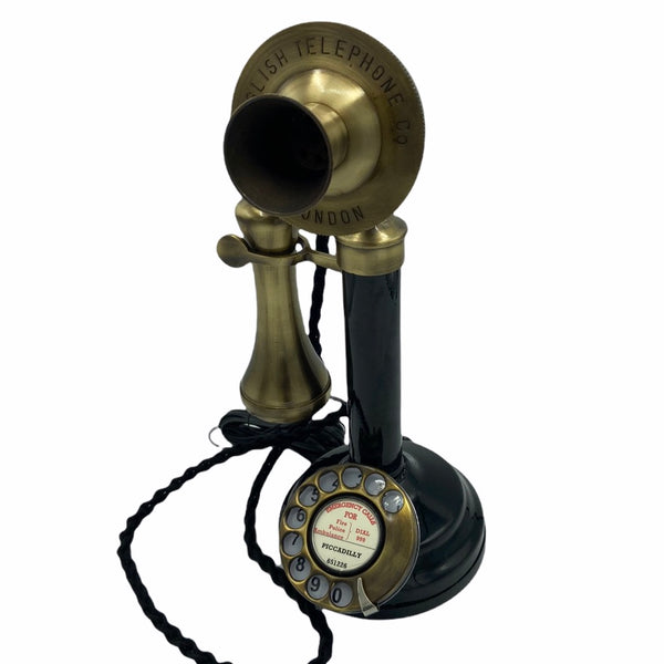 Brushed Front & Black 1920's Style Candlestick Telephone