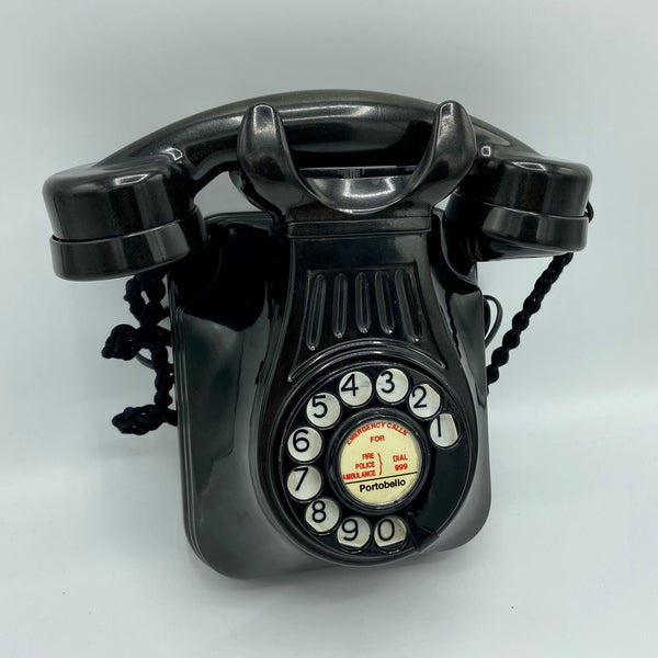 1940's Fluted Antique Art Deco GPO British Black Wall Bakelite Telephone