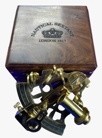 5.3" Brass Lifeboat Midi Sextant in a Wood Box