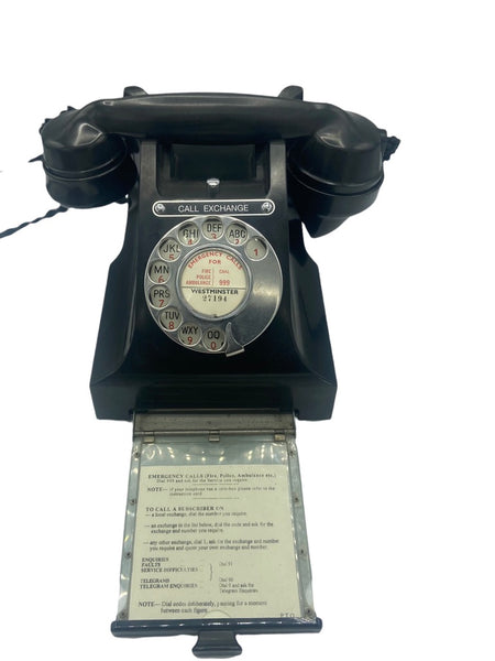Antique 1940's British GPO ( General Post office ) Call Exchange #300 Series Black Bakelite Telephone