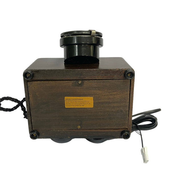 Black Square Box 1930's Style Bakelite Handset Cradle Telephone with Bells behind