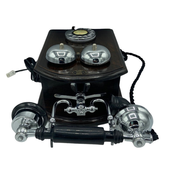 Chrome Big Wooden Wall 1930s/40s Style Cradle Telephone