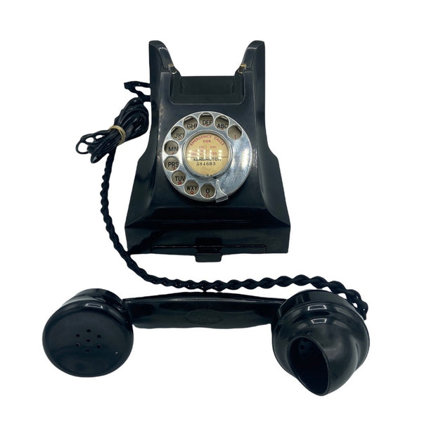 1940's English GPO ( General Post Office ) Black Bakelite #300 Series Desk Telephone with a tray