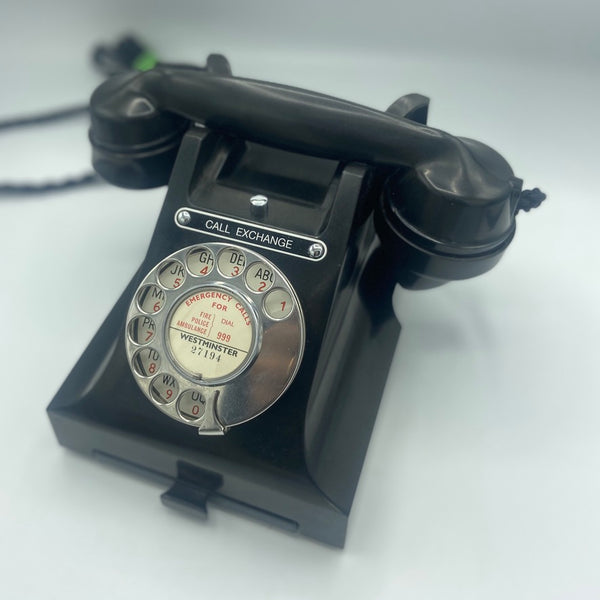 Antique 1940's British GPO ( General Post office ) Call Exchange #300 Series Black Bakelite Telephone