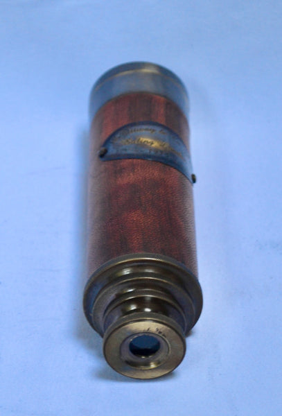 15.5" Red Leather Ottway 4 Draw Telescope in a wood box